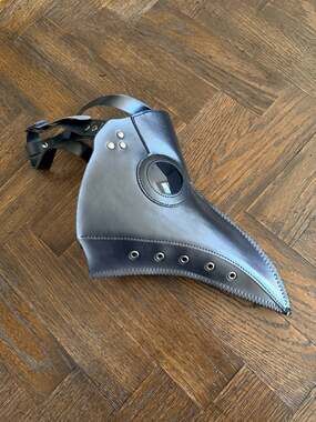 Steampunk Plague Doctor Bird Mask Black Faux Leather Costume Accessory Used 1x